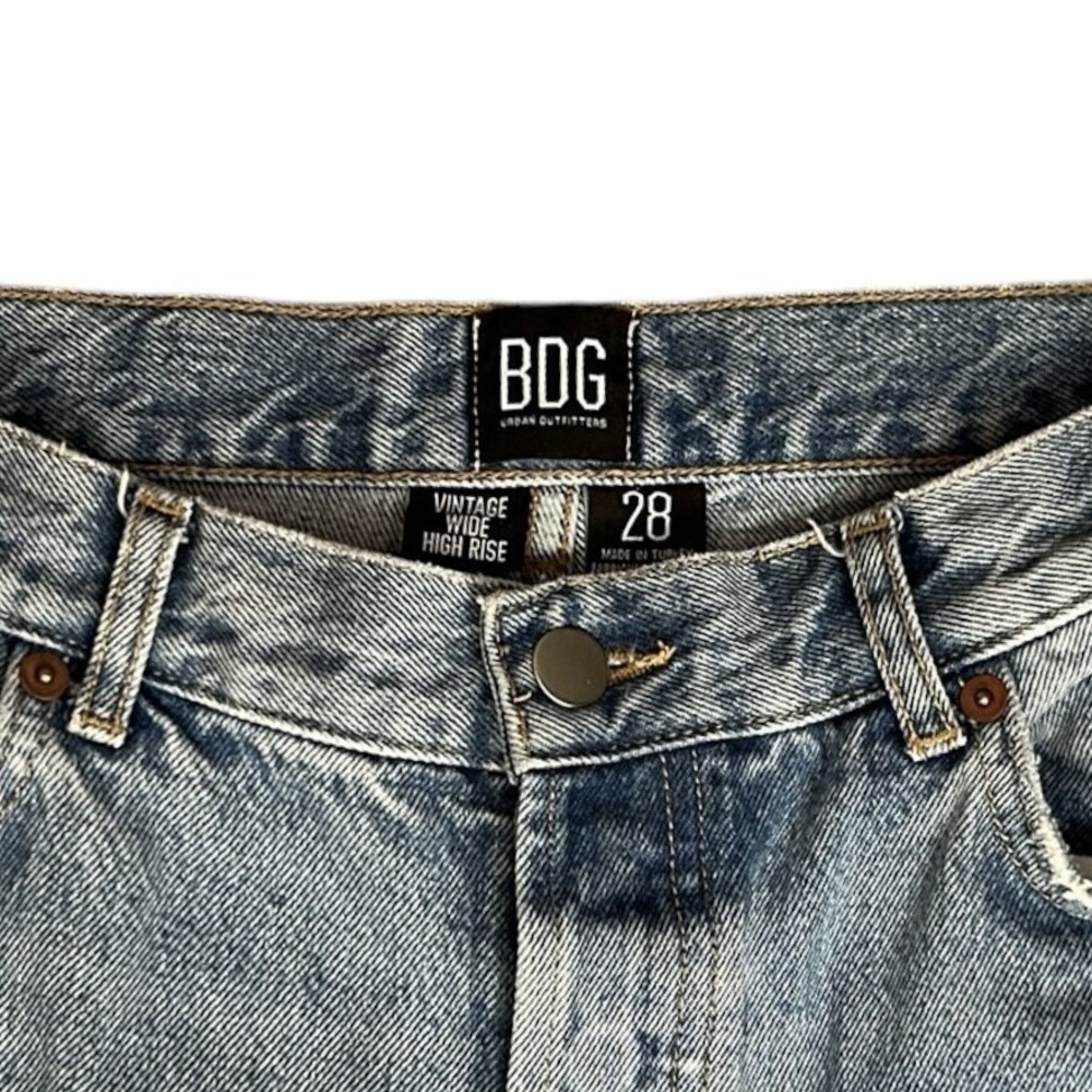 BDG Urban Outfitters Wide Leg Jeans Women 28 High Rise Button Fly Raw Hem - Picture 7 of 8